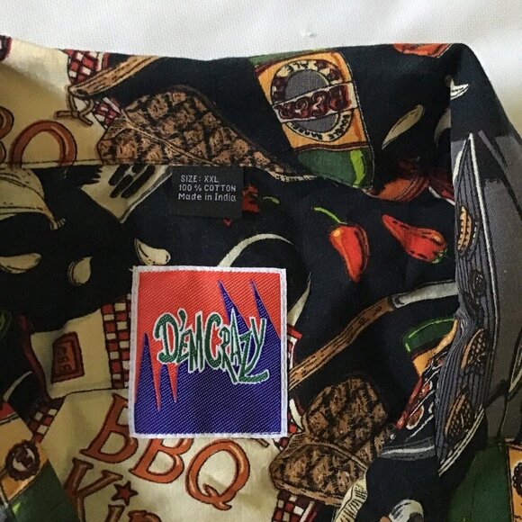 BBQ Kings Dreamwear Short-Sleeve Button-Up Shirt XXL By Dem Crazy 100% Cotton Gr - Picture 5 of 16